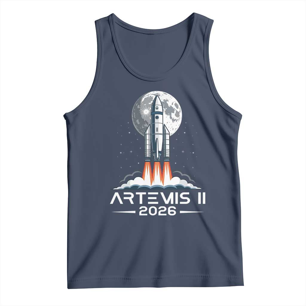 Lunar Journey 2026 Retro Rocket Launch Tank Top Space Exploration Astronomy Enthusiasts Sci-Fi Lovers