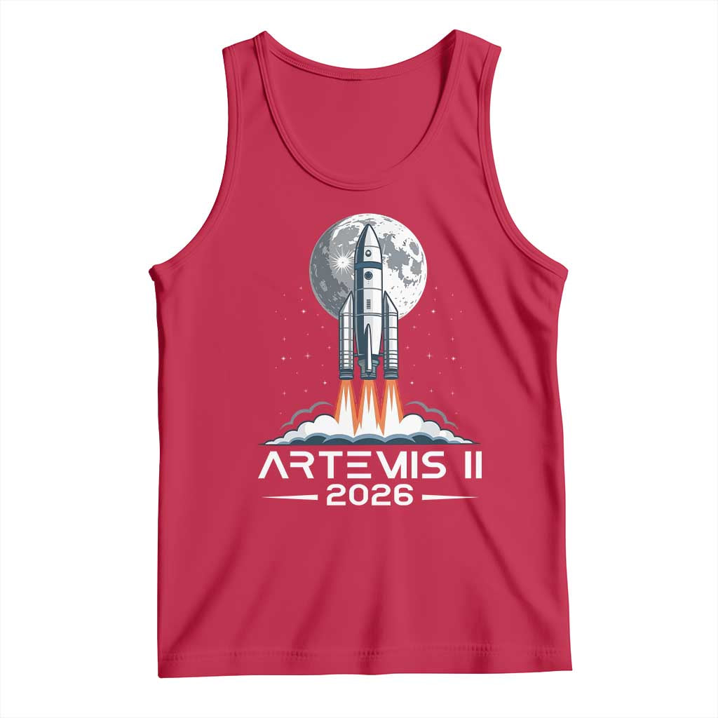 Lunar Journey 2026 Retro Rocket Launch Tank Top Space Exploration Astronomy Enthusiasts Sci-Fi Lovers