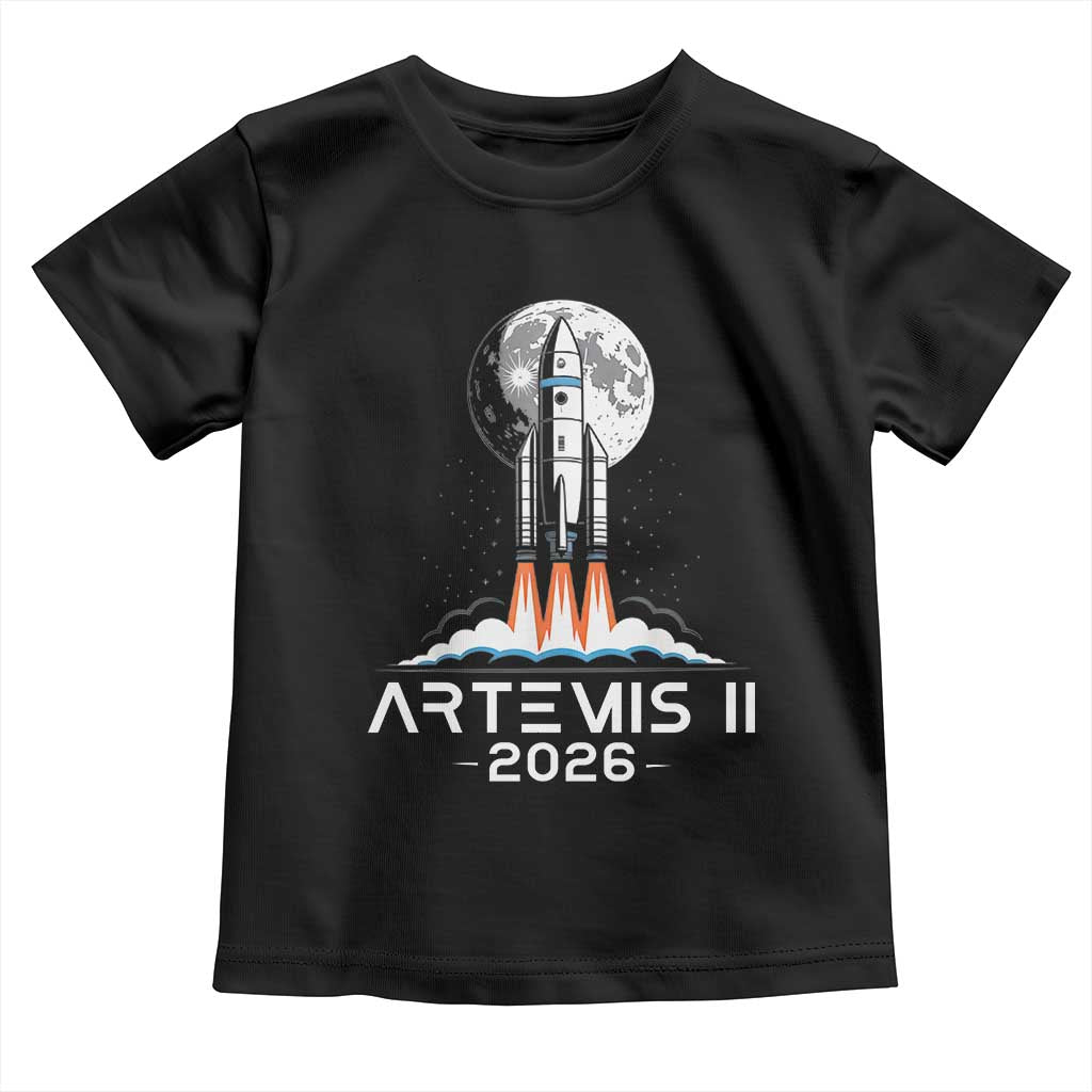Lunar Journey 2026 Retro Rocket Launch Toddler T Shirt Space Exploration Astronomy Enthusiasts Sci-Fi Lovers