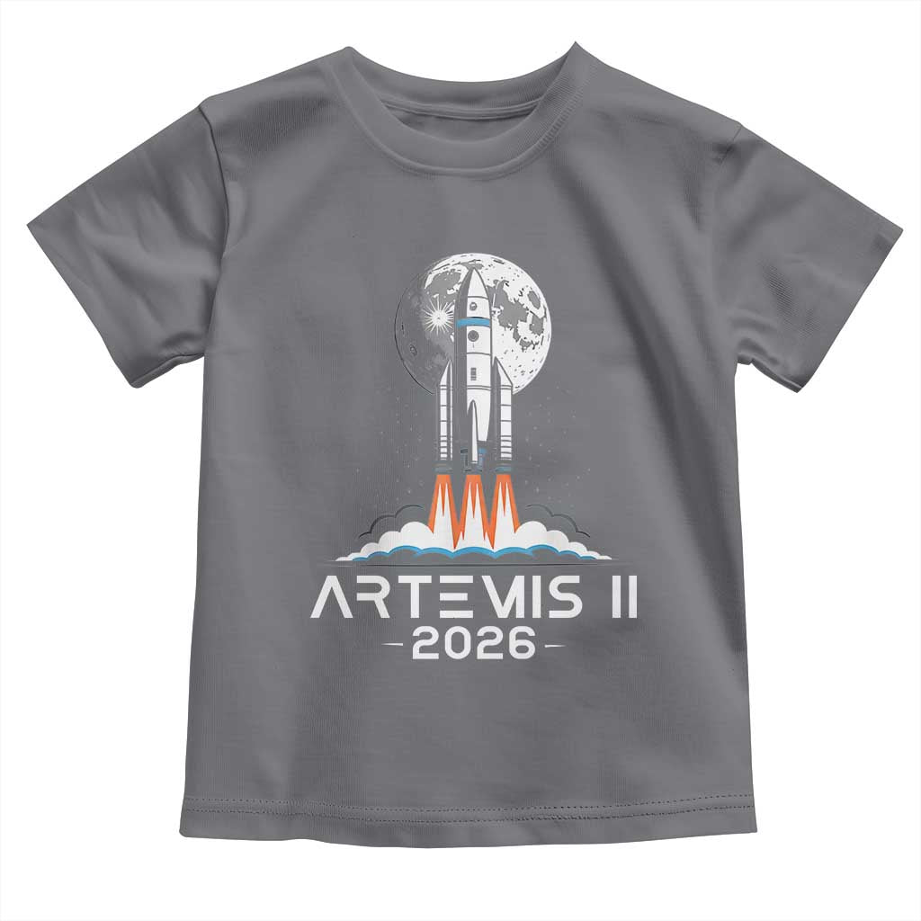 Lunar Journey 2026 Retro Rocket Launch Toddler T Shirt Space Exploration Astronomy Enthusiasts Sci-Fi Lovers