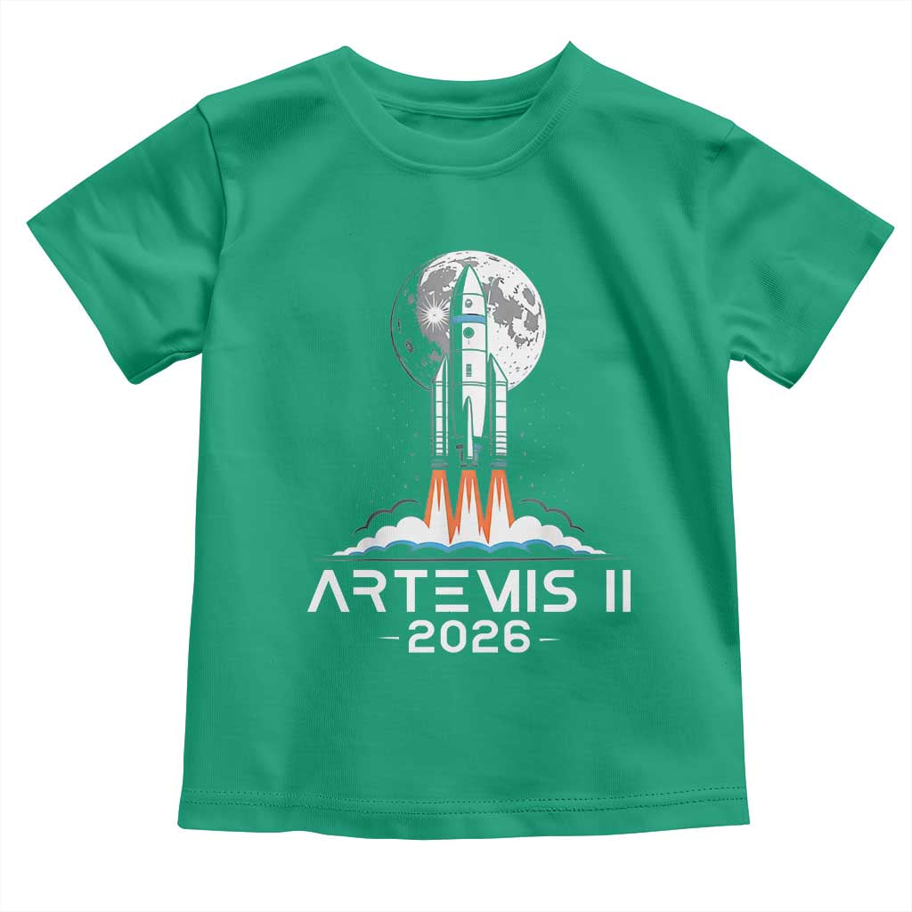 Lunar Journey 2026 Retro Rocket Launch Toddler T Shirt Space Exploration Astronomy Enthusiasts Sci-Fi Lovers