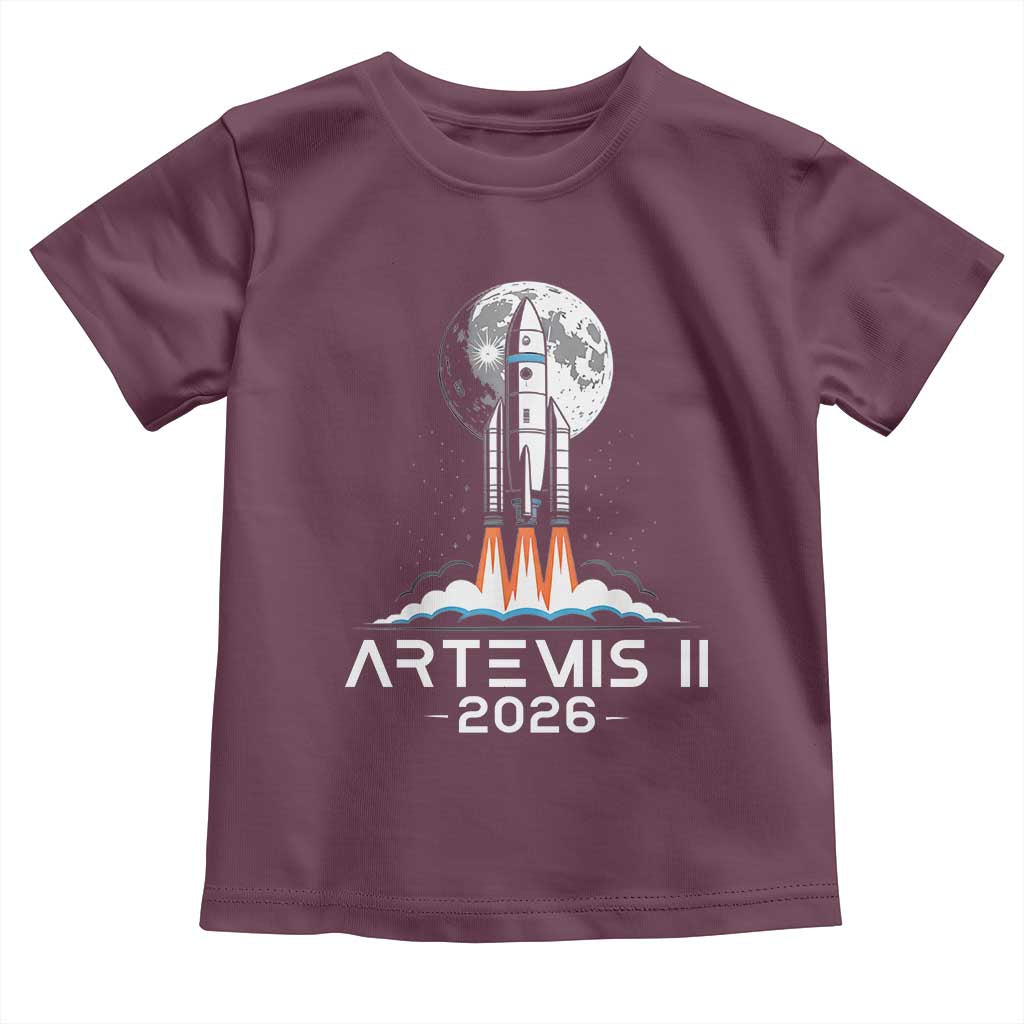 Lunar Journey 2026 Retro Rocket Launch Toddler T Shirt Space Exploration Astronomy Enthusiasts Sci-Fi Lovers