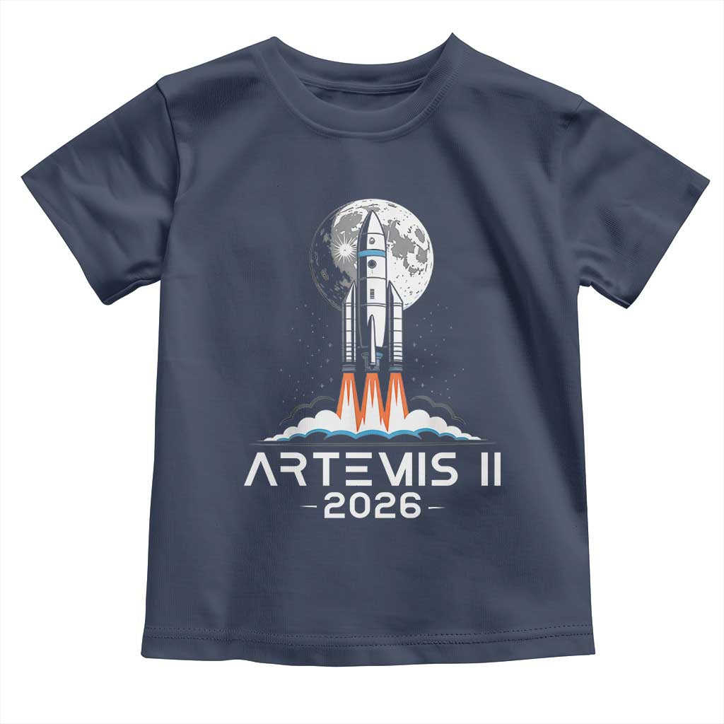 Lunar Journey 2026 Retro Rocket Launch Toddler T Shirt Space Exploration Astronomy Enthusiasts Sci-Fi Lovers