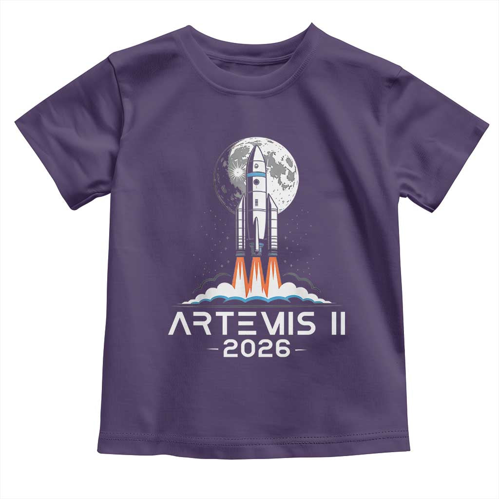 Lunar Journey 2026 Retro Rocket Launch Toddler T Shirt Space Exploration Astronomy Enthusiasts Sci-Fi Lovers