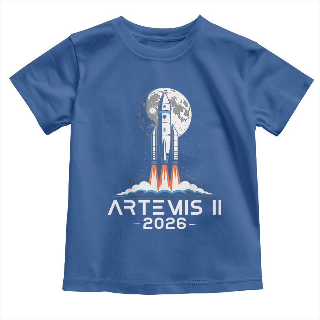 Lunar Journey 2026 Retro Rocket Launch Toddler T Shirt Space Exploration Astronomy Enthusiasts Sci-Fi Lovers