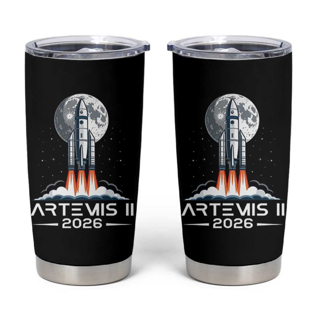 Lunar Journey 2026 Retro Rocket Launch Tumbler Cup Space Exploration Astronomy Enthusiasts Sci-Fi Lovers