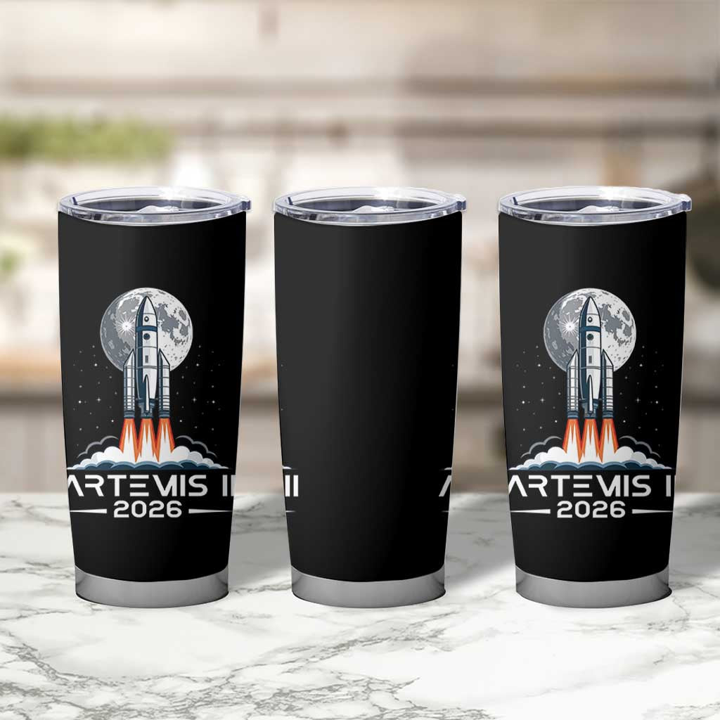 Lunar Journey 2026 Retro Rocket Launch Tumbler Cup Space Exploration Astronomy Enthusiasts Sci-Fi Lovers