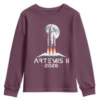Lunar Journey 2026 Retro Rocket Launch Youth Sweatshirt Space Exploration Astronomy Enthusiasts Sci-Fi Lovers