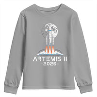 Lunar Journey 2026 Retro Rocket Launch Youth Sweatshirt Space Exploration Astronomy Enthusiasts Sci-Fi Lovers