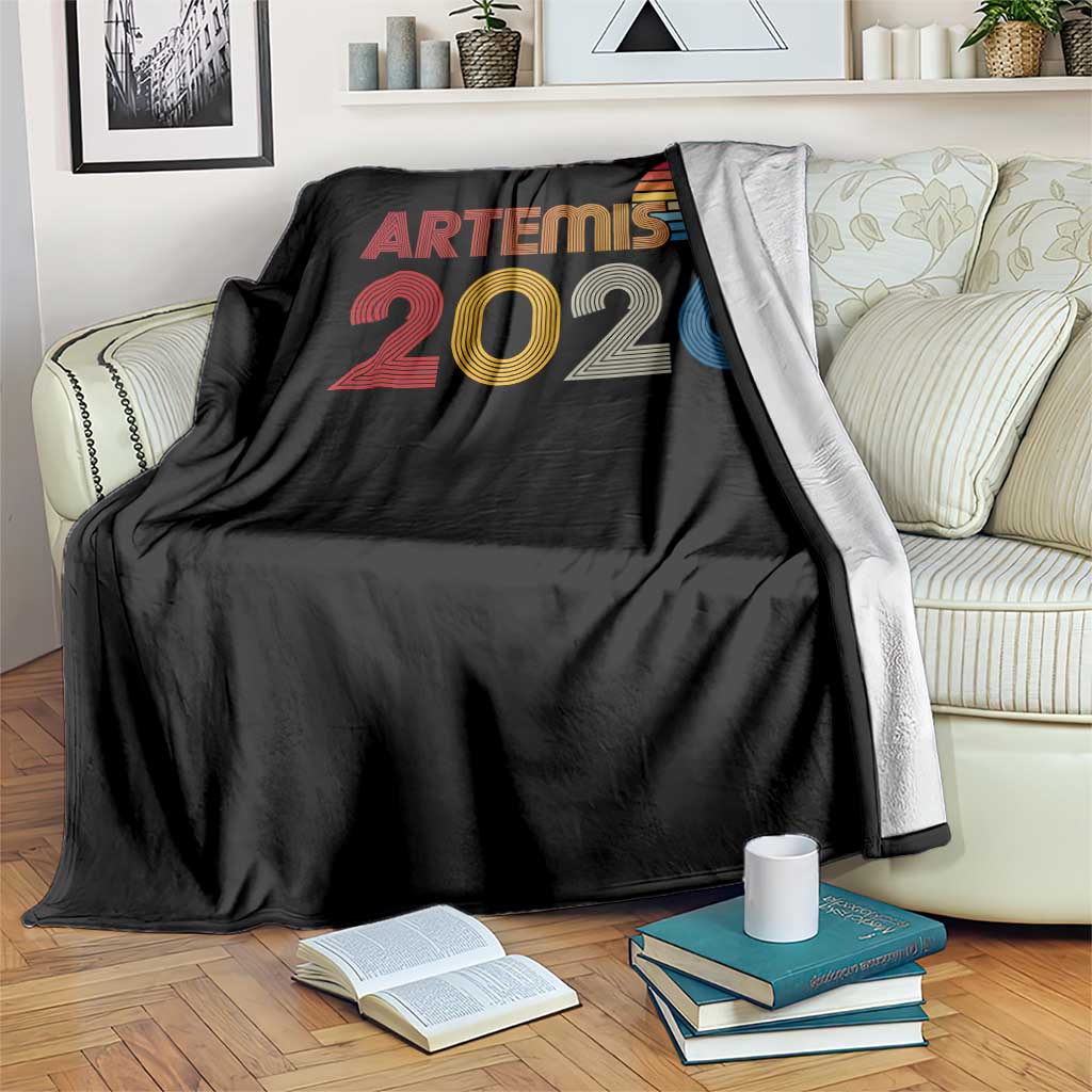 2026 Lunar Mission Retro Sunset Throw Blanket Vintage Space Exploration Astronomy Enthusiasts Sci-Fi Lovers