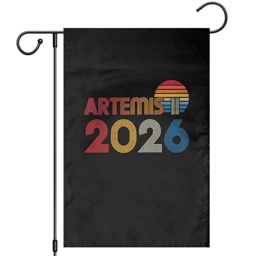 2026 Lunar Mission Retro Sunset Garden Flag Vintage Space Exploration Astronomy Enthusiasts Sci-Fi Lovers