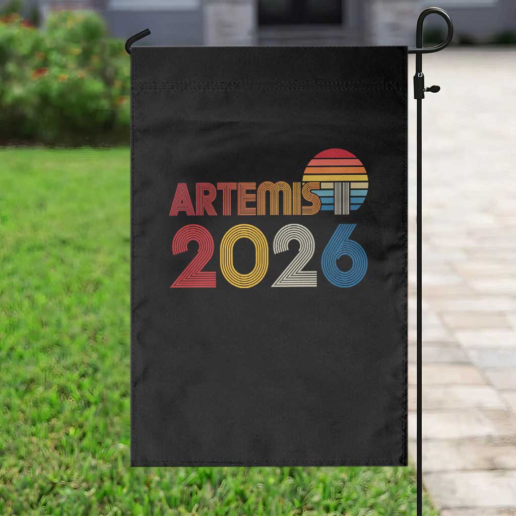 2026 Lunar Mission Retro Sunset Garden Flag Vintage Space Exploration Astronomy Enthusiasts Sci-Fi Lovers