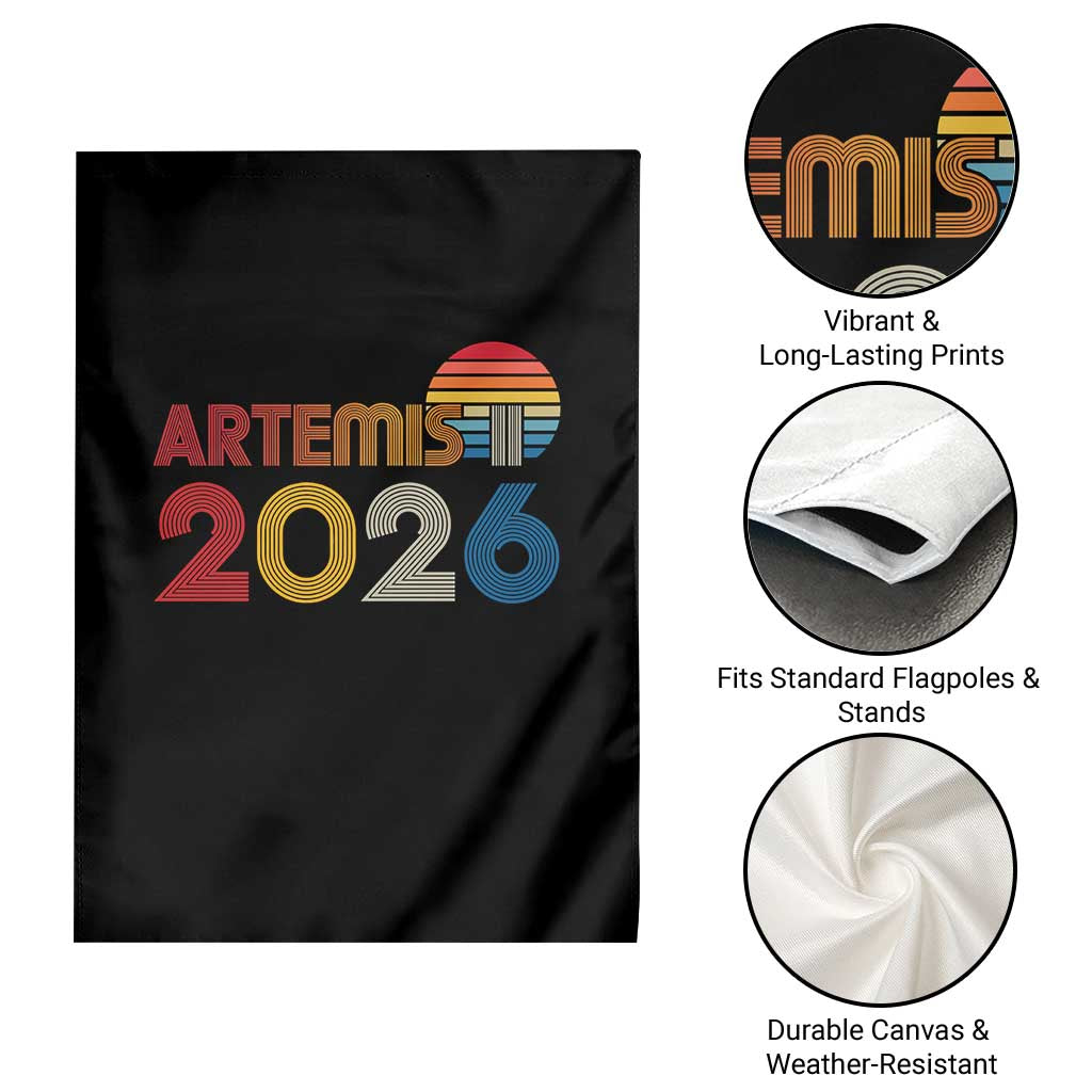 2026 Lunar Mission Retro Sunset Garden Flag Vintage Space Exploration Astronomy Enthusiasts Sci-Fi Lovers