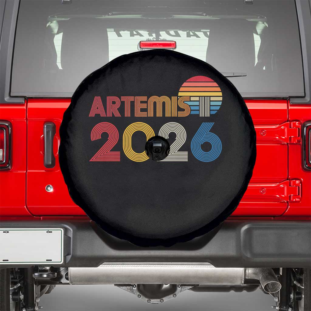 2026 Lunar Mission Retro Sunset Spare Tire Cover Vintage Space Exploration Astronomy Enthusiasts Sci-Fi Lovers