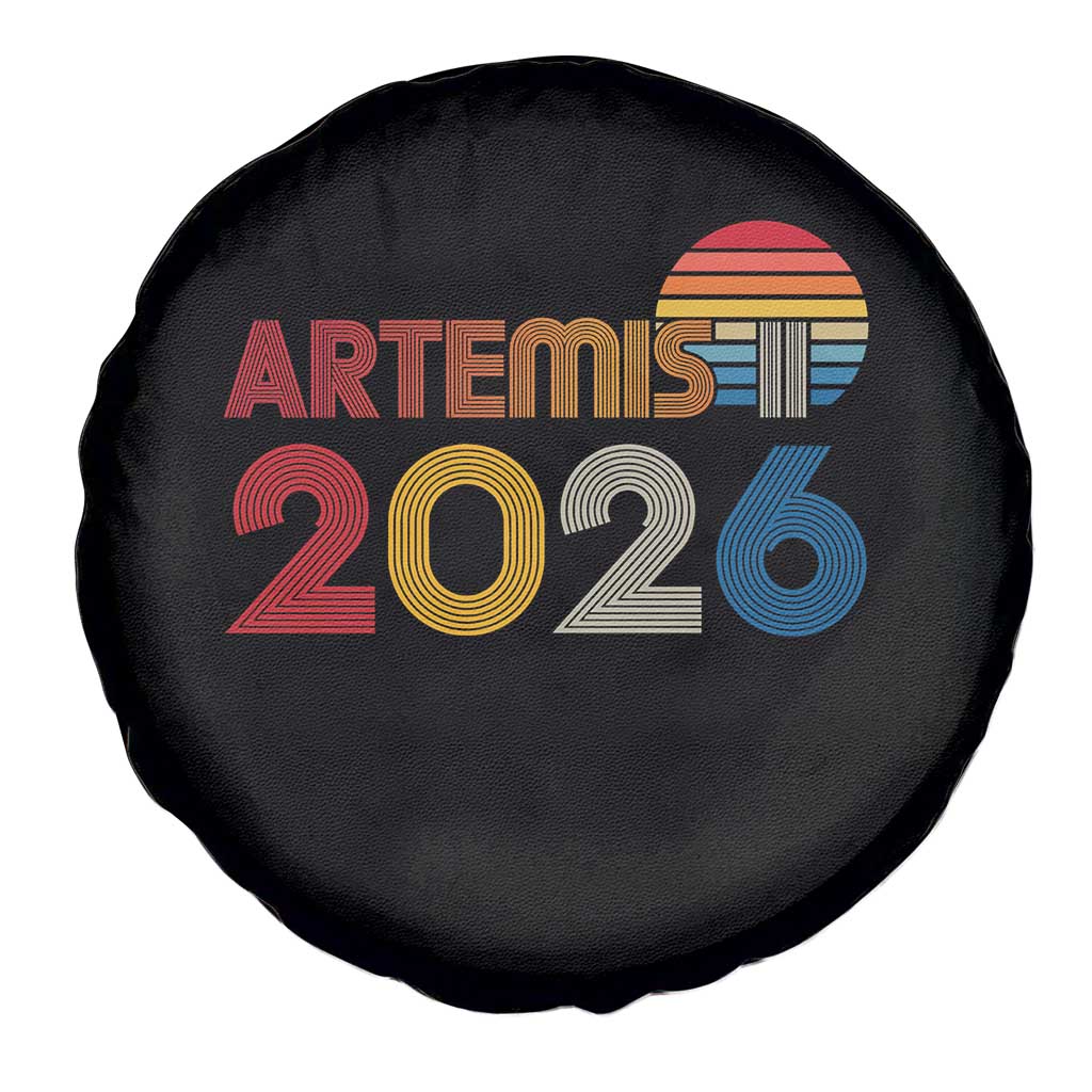 2026 Lunar Mission Retro Sunset Spare Tire Cover Vintage Space Exploration Astronomy Enthusiasts Sci-Fi Lovers