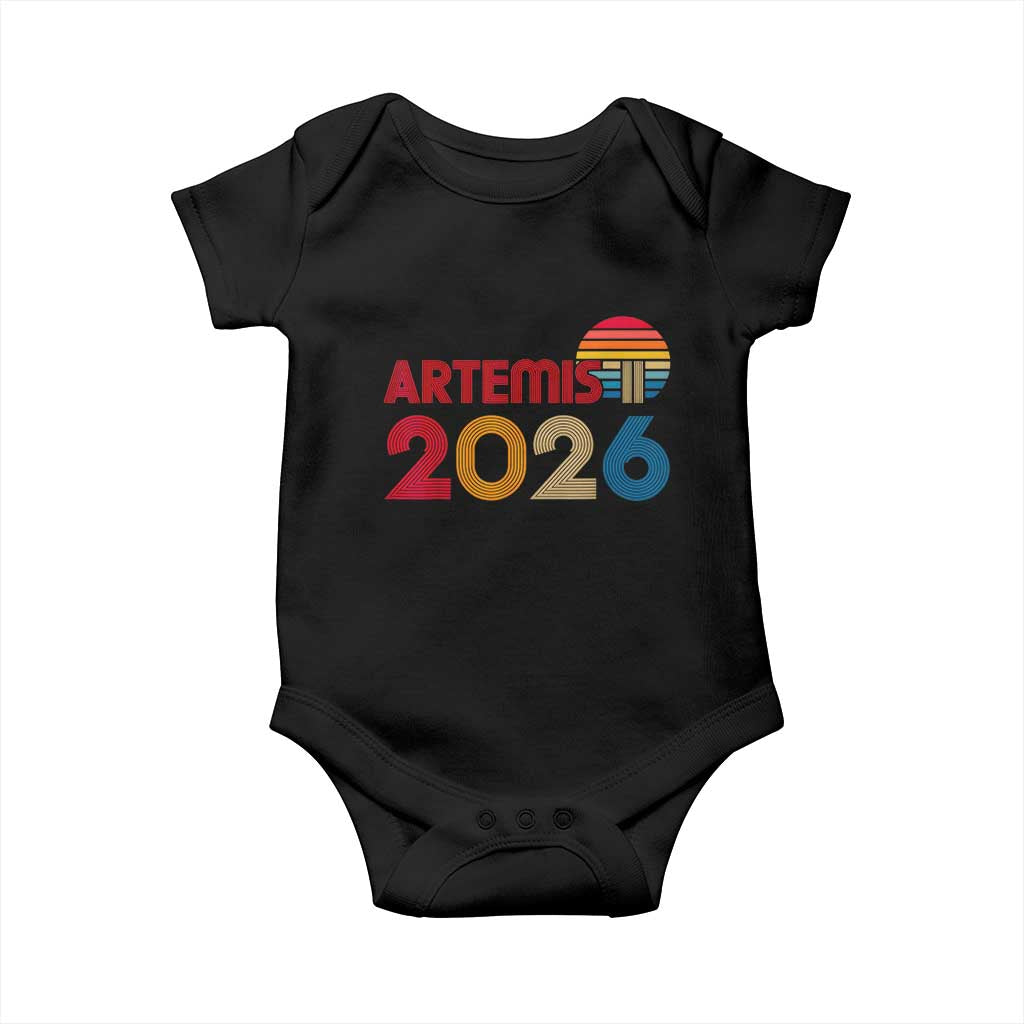 2026 Lunar Mission Retro Sunset Baby Onesie Vintage Space Exploration Astronomy Enthusiasts Sci-Fi Lovers