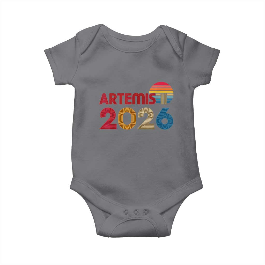 2026 Lunar Mission Retro Sunset Baby Onesie Vintage Space Exploration Astronomy Enthusiasts Sci-Fi Lovers