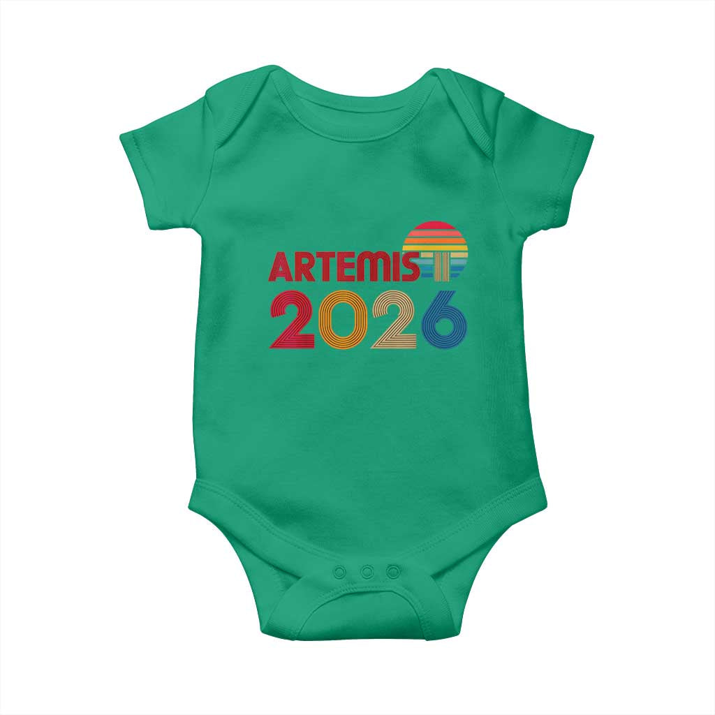 2026 Lunar Mission Retro Sunset Baby Onesie Vintage Space Exploration Astronomy Enthusiasts Sci-Fi Lovers