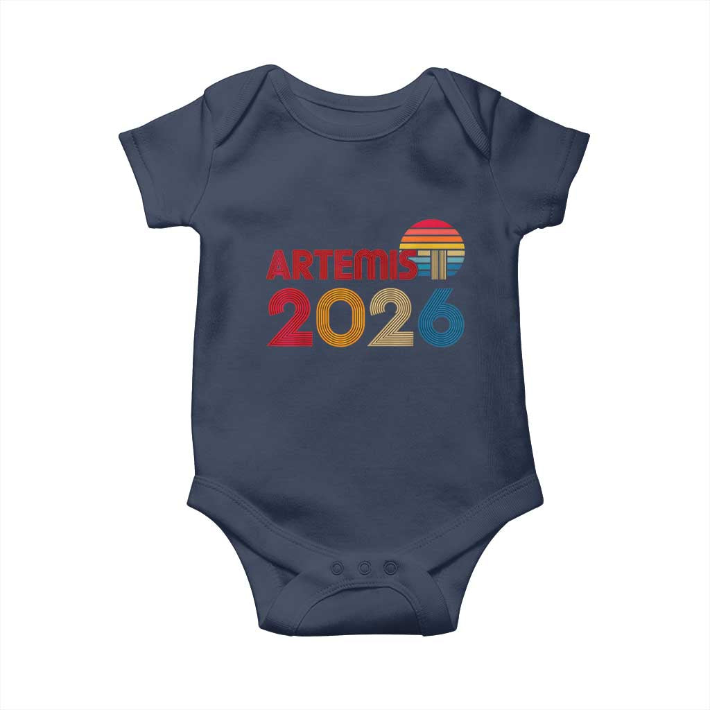2026 Lunar Mission Retro Sunset Baby Onesie Vintage Space Exploration Astronomy Enthusiasts Sci-Fi Lovers