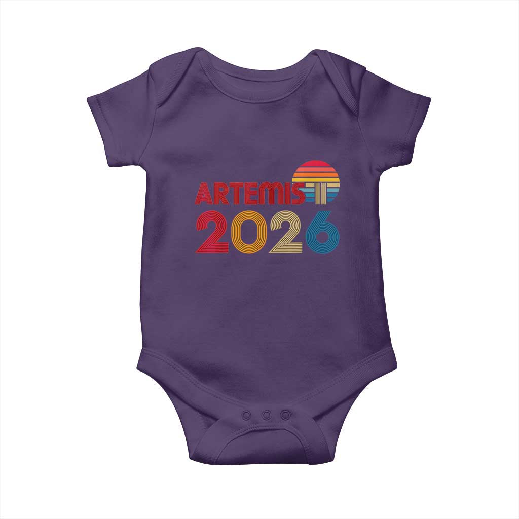 2026 Lunar Mission Retro Sunset Baby Onesie Vintage Space Exploration Astronomy Enthusiasts Sci-Fi Lovers