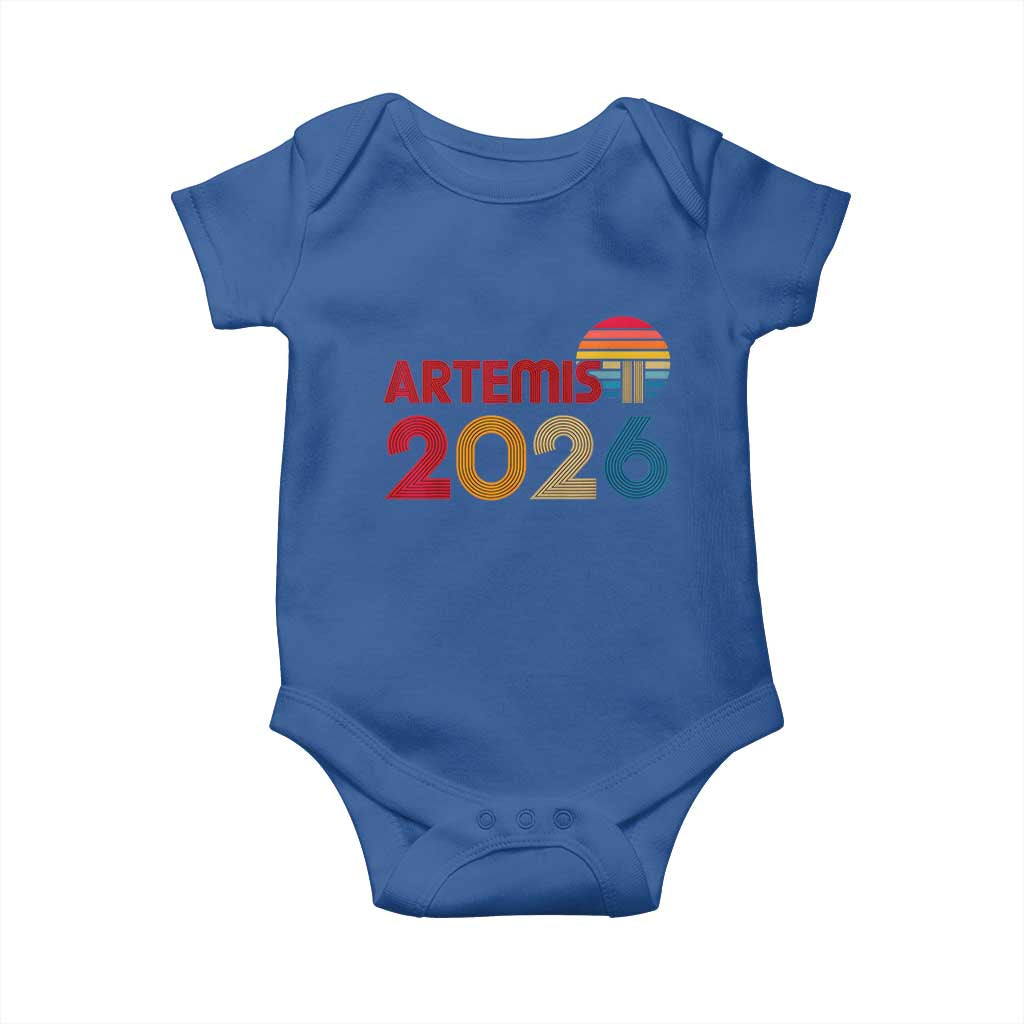 2026 Lunar Mission Retro Sunset Baby Onesie Vintage Space Exploration Astronomy Enthusiasts Sci-Fi Lovers