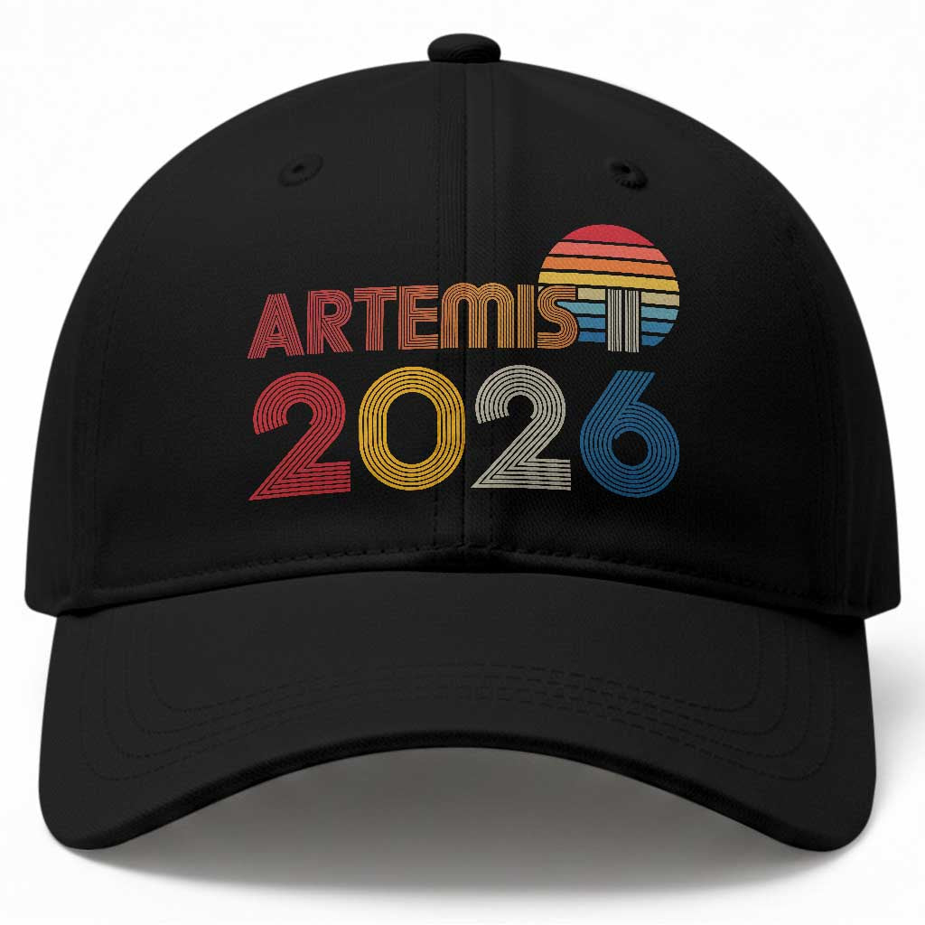 2026 Lunar Mission Retro Sunset Baseball Cap Vintage Space Exploration Astronomy Enthusiasts Sci-Fi Lovers