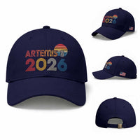 2026 Lunar Mission Retro Sunset Baseball Cap Vintage Space Exploration Astronomy Enthusiasts Sci-Fi Lovers