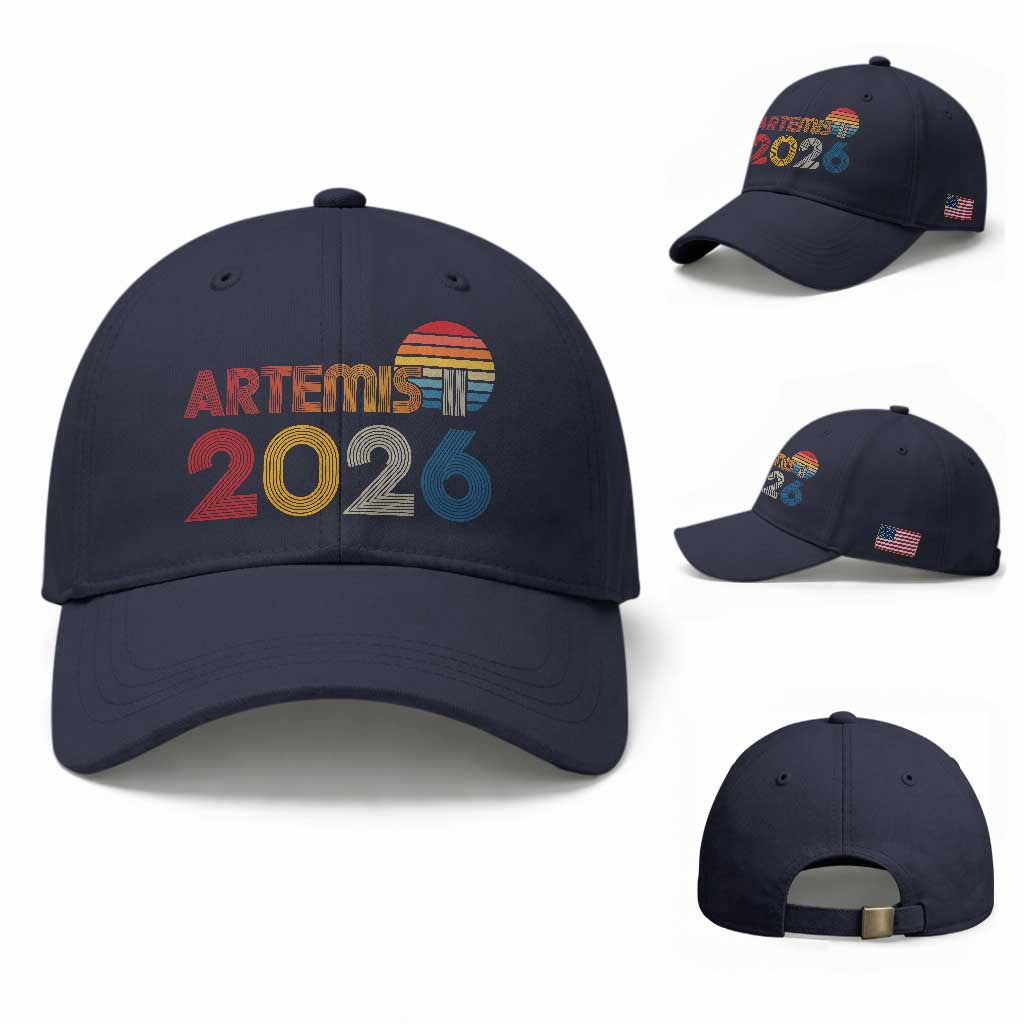 2026 Lunar Mission Retro Sunset Baseball Cap Vintage Space Exploration Astronomy Enthusiasts Sci-Fi Lovers