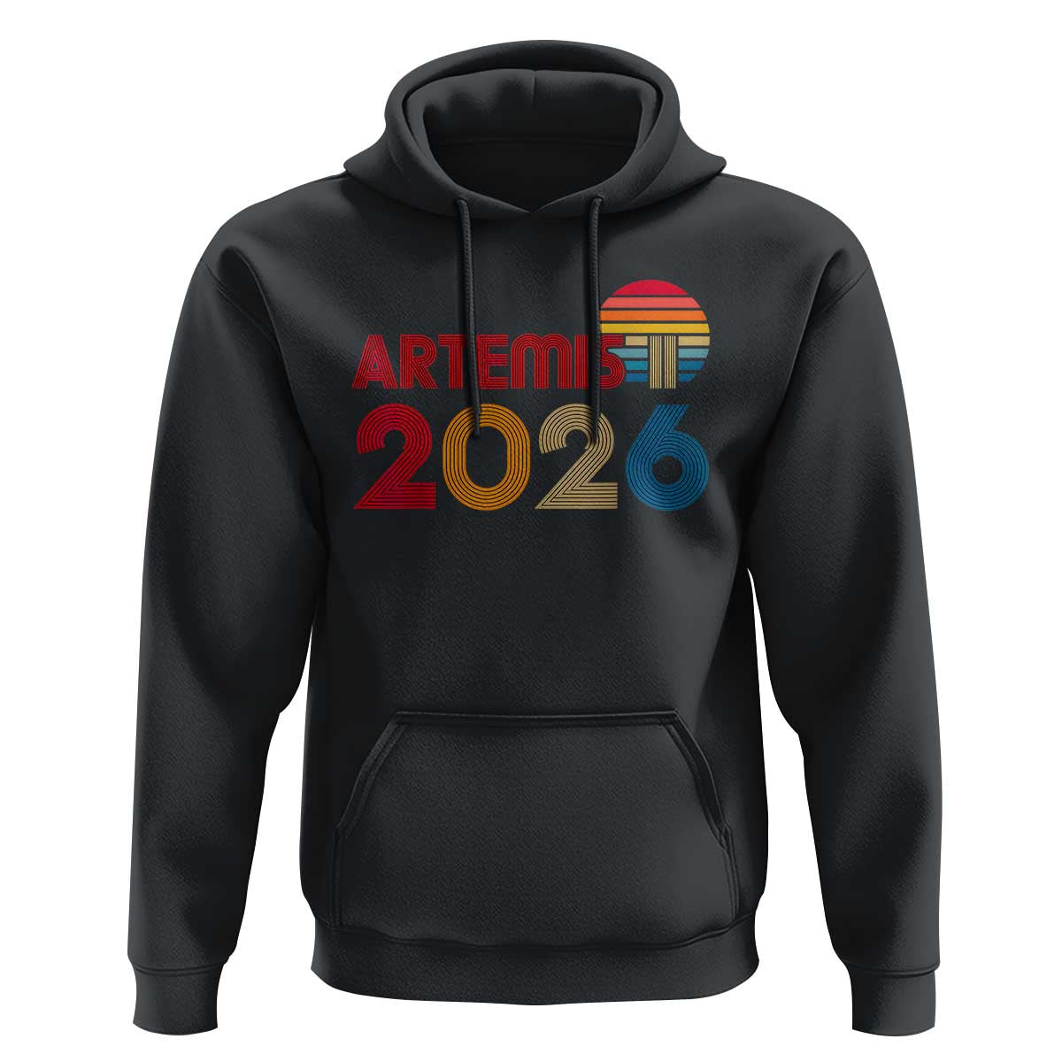 2026 Lunar Mission Retro Sunset Hoodie Vintage Space Exploration Astronomy Enthusiasts Sci-Fi Lovers