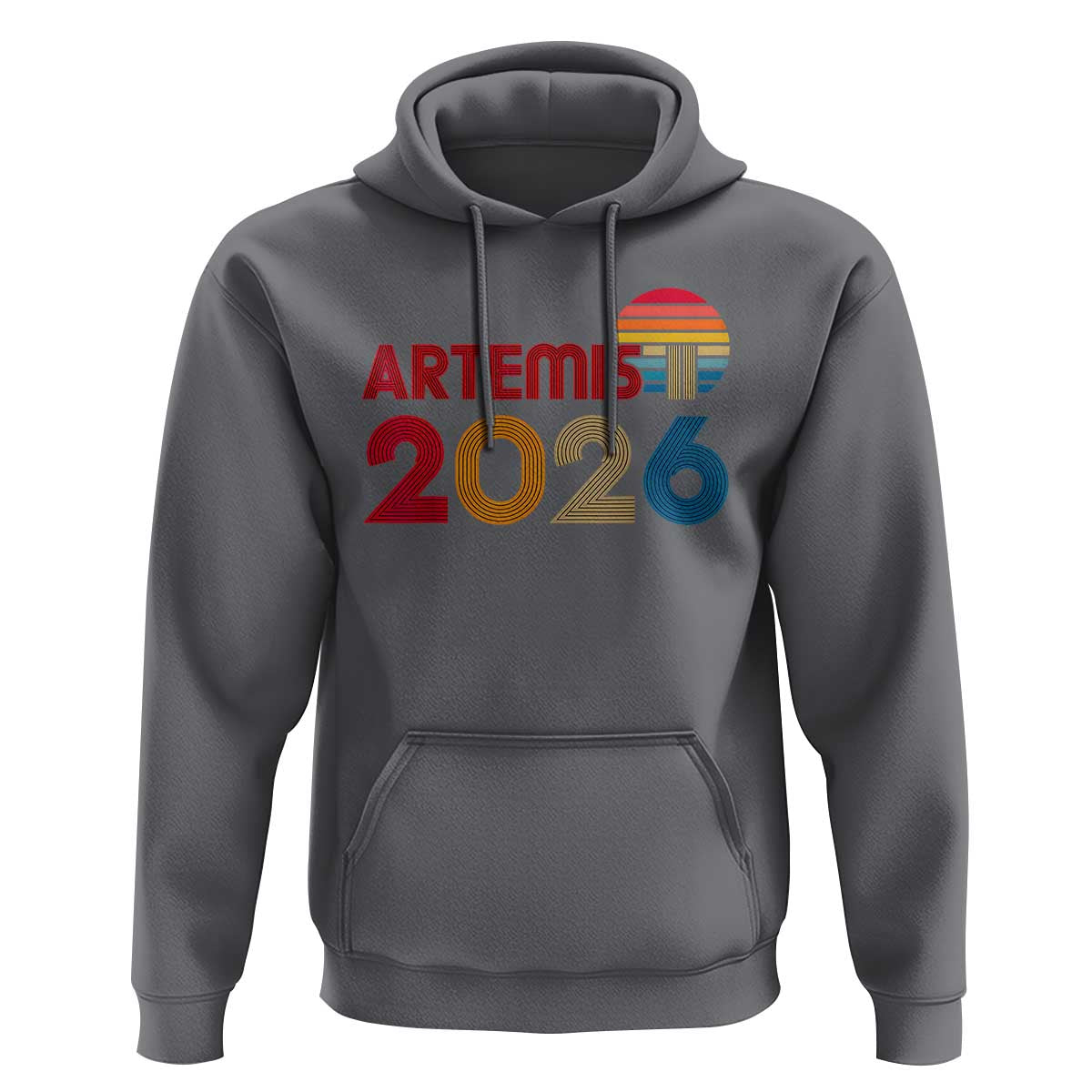 2026 Lunar Mission Retro Sunset Hoodie Vintage Space Exploration Astronomy Enthusiasts Sci-Fi Lovers