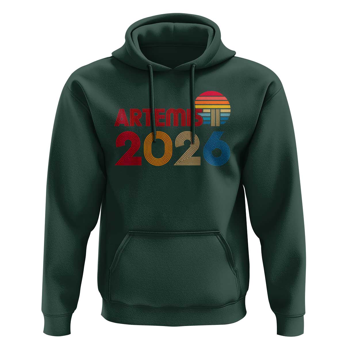 2026 Lunar Mission Retro Sunset Hoodie Vintage Space Exploration Astronomy Enthusiasts Sci-Fi Lovers
