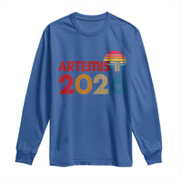 2026 Lunar Mission Retro Sunset Long Sleeve Shirt Vintage Space Exploration Astronomy Enthusiasts Sci-Fi Lovers