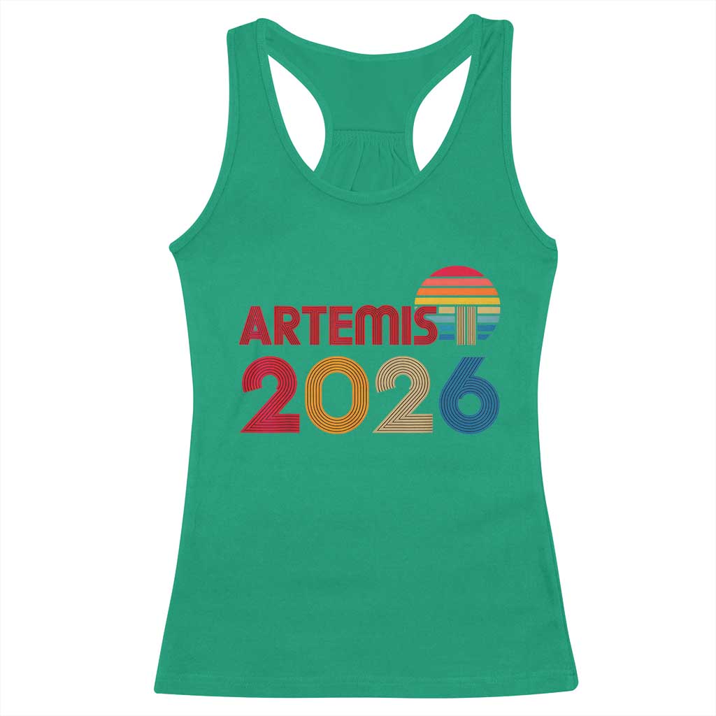 2026 Lunar Mission Retro Sunset Racerback Tank Top Vintage Space Exploration Astronomy Enthusiasts Sci-Fi Lovers