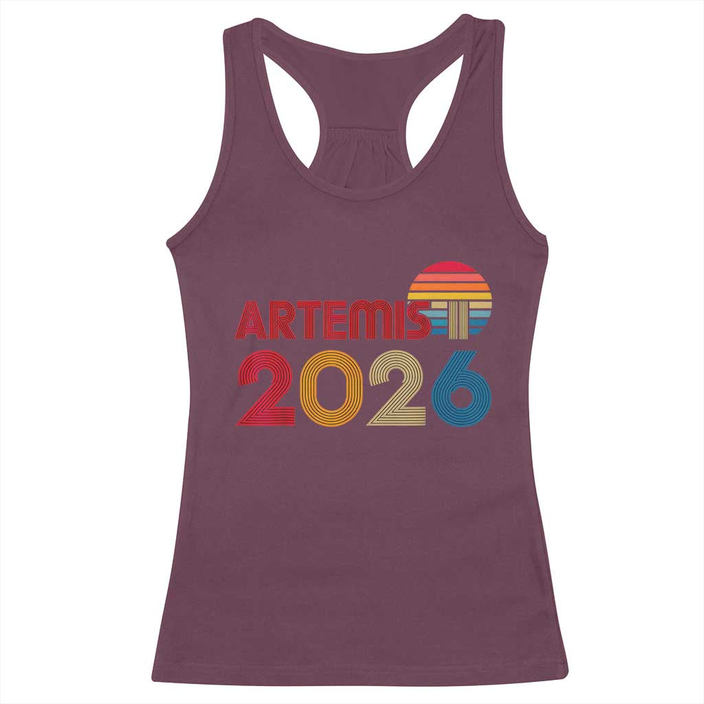 2026 Lunar Mission Retro Sunset Racerback Tank Top Vintage Space Exploration Astronomy Enthusiasts Sci-Fi Lovers