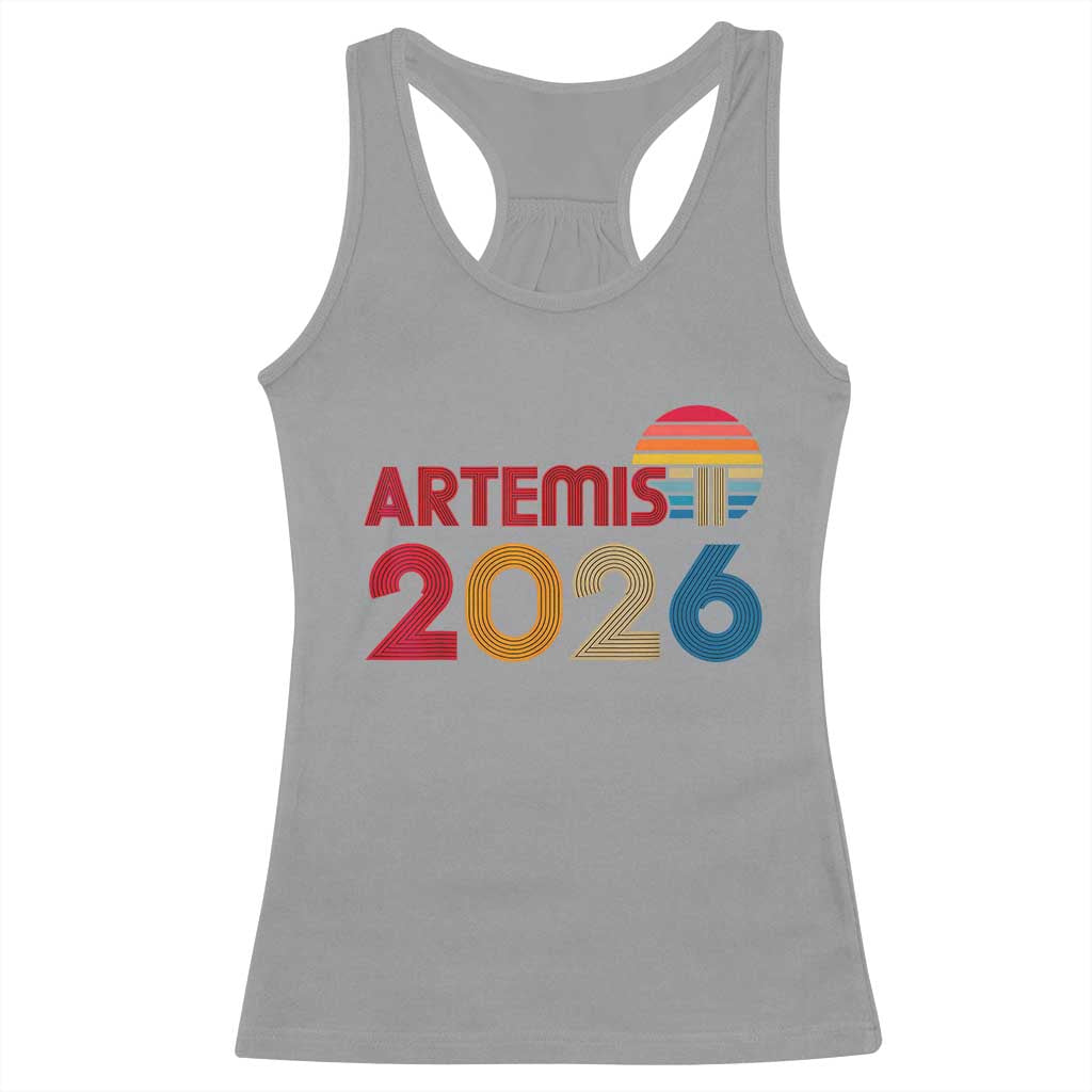 2026 Lunar Mission Retro Sunset Racerback Tank Top Vintage Space Exploration Astronomy Enthusiasts Sci-Fi Lovers