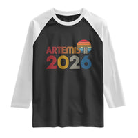 2026 Lunar Mission Retro Sunset Raglan Shirt Vintage Space Exploration Astronomy Enthusiasts Sci-Fi Lovers