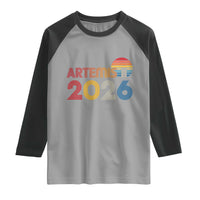 2026 Lunar Mission Retro Sunset Raglan Shirt Vintage Space Exploration Astronomy Enthusiasts Sci-Fi Lovers
