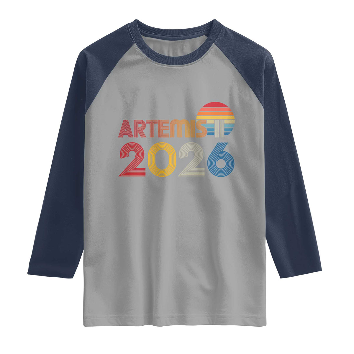 2026 Lunar Mission Retro Sunset Raglan Shirt Vintage Space Exploration Astronomy Enthusiasts Sci-Fi Lovers