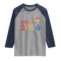 2026 Lunar Mission Retro Sunset Raglan Shirt Vintage Space Exploration Astronomy Enthusiasts Sci-Fi Lovers