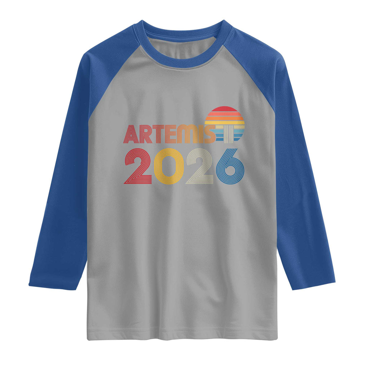 2026 Lunar Mission Retro Sunset Raglan Shirt Vintage Space Exploration Astronomy Enthusiasts Sci-Fi Lovers