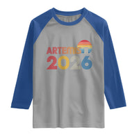 2026 Lunar Mission Retro Sunset Raglan Shirt Vintage Space Exploration Astronomy Enthusiasts Sci-Fi Lovers