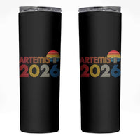 2026 Lunar Mission Retro Sunset Skinny Tumbler Vintage Space Exploration Astronomy Enthusiasts Sci-Fi Lovers