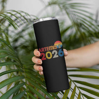 2026 Lunar Mission Retro Sunset Skinny Tumbler Vintage Space Exploration Astronomy Enthusiasts Sci-Fi Lovers
