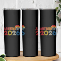 2026 Lunar Mission Retro Sunset Skinny Tumbler Vintage Space Exploration Astronomy Enthusiasts Sci-Fi Lovers