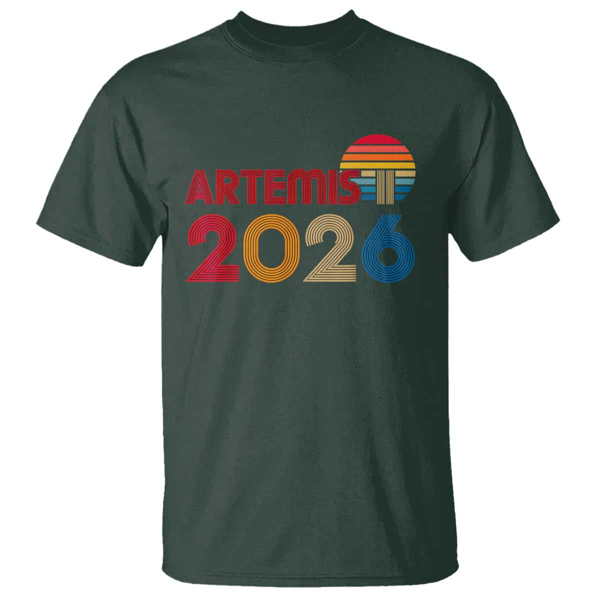 2026 Lunar Mission Retro Sunset T Shirt Vintage Space Exploration Astronomy Enthusiasts Sci-Fi Lovers