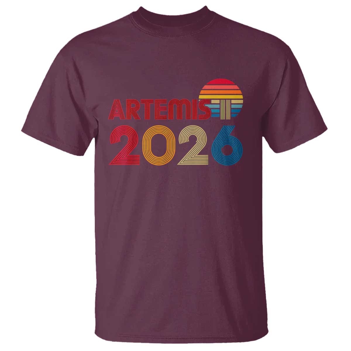 2026 Lunar Mission Retro Sunset T Shirt Vintage Space Exploration Astronomy Enthusiasts Sci-Fi Lovers