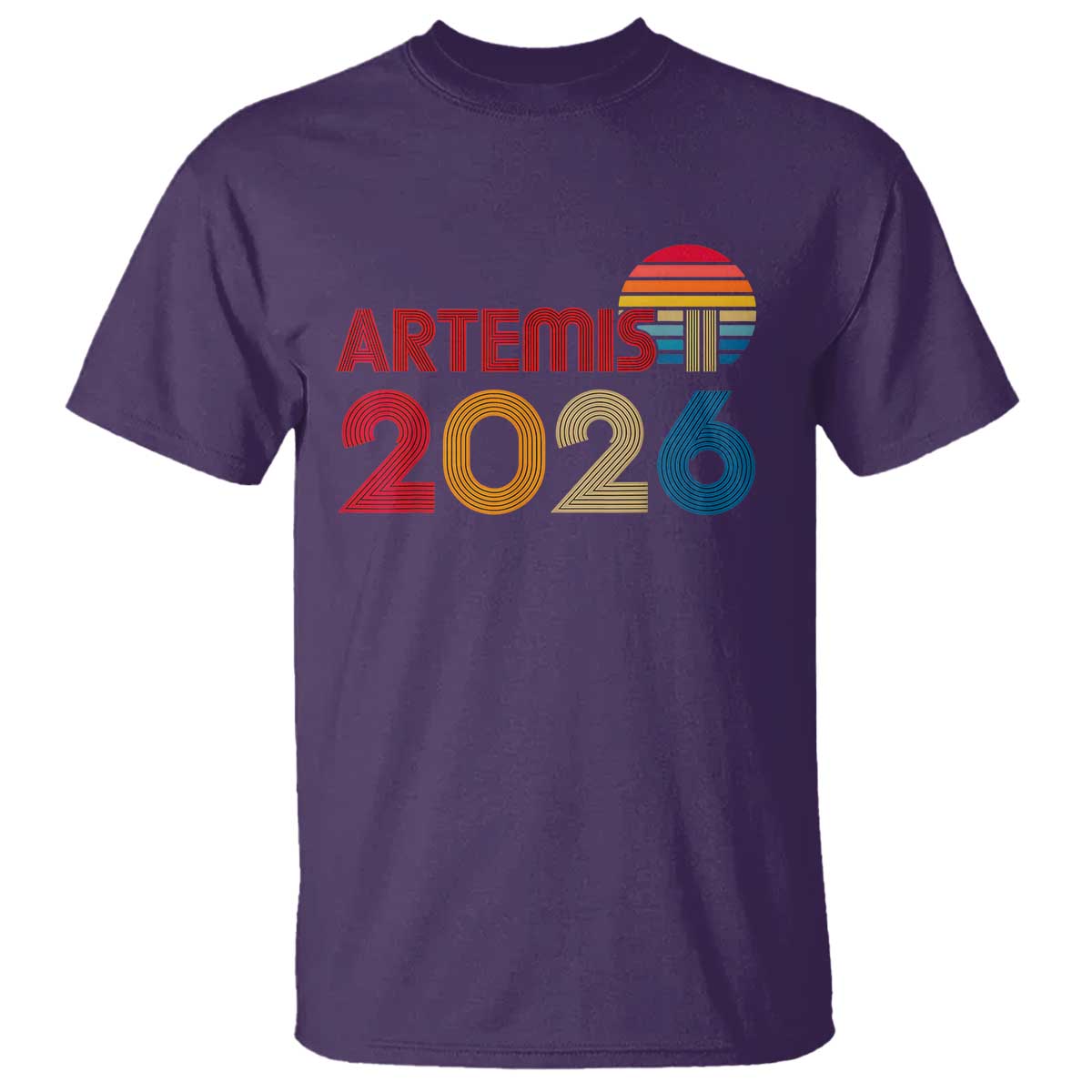 2026 Lunar Mission Retro Sunset T Shirt Vintage Space Exploration Astronomy Enthusiasts Sci-Fi Lovers