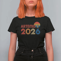 2026 Lunar Mission Retro Sunset T Shirt For Women Vintage Space Exploration Astronomy Enthusiasts Sci-Fi Lovers