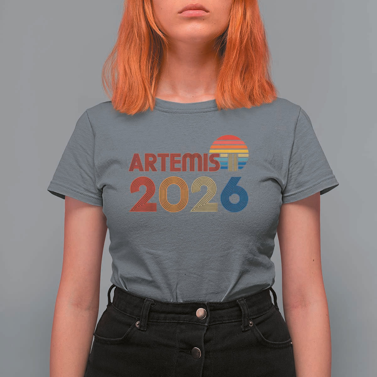 2026 Lunar Mission Retro Sunset T Shirt For Women Vintage Space Exploration Astronomy Enthusiasts Sci-Fi Lovers