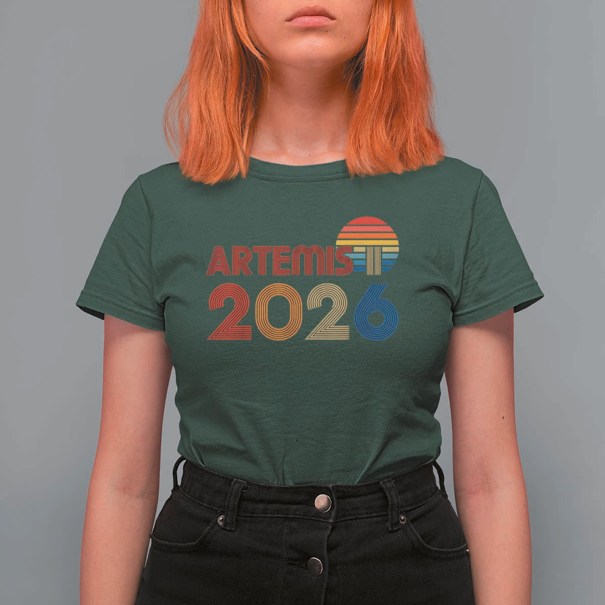 2026 Lunar Mission Retro Sunset T Shirt For Women Vintage Space Exploration Astronomy Enthusiasts Sci-Fi Lovers